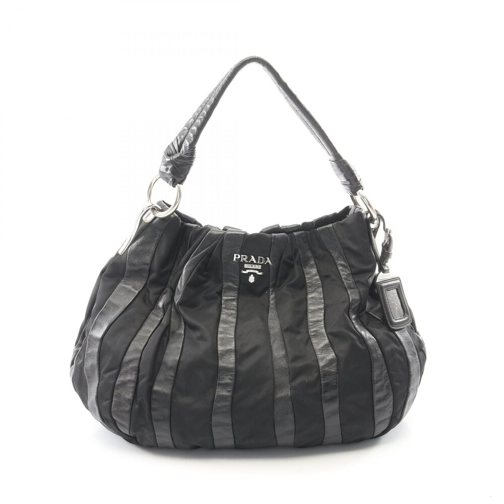Prada Stripe Handbag Nylon Leather #362853P94B